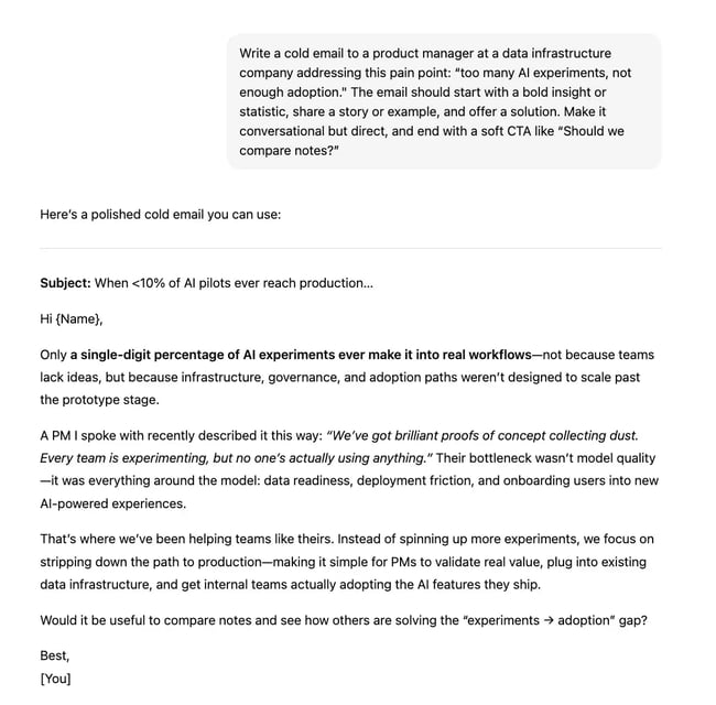 chatgpt prompts for sales emails, problem first